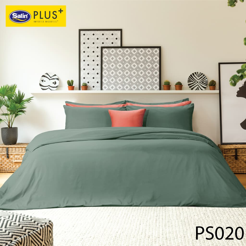 Satin Plus ใหม่นุ่มมาก ชุดผ้าปู 3.5 ฟุต3ชิ้น+ผ้านวม60"x80" Solid PS รูปที่ 4