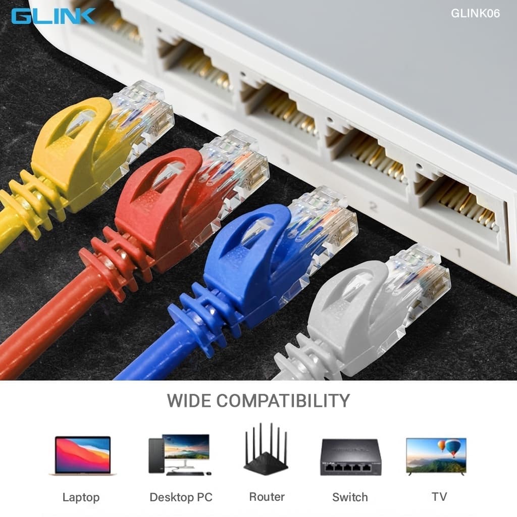 GLINK สายแลน LAN CAT6 สายสำเร็จ Gigabit 1000M UTP Cable 2/3/5/10/15/20 เมตร รูปที่ 3