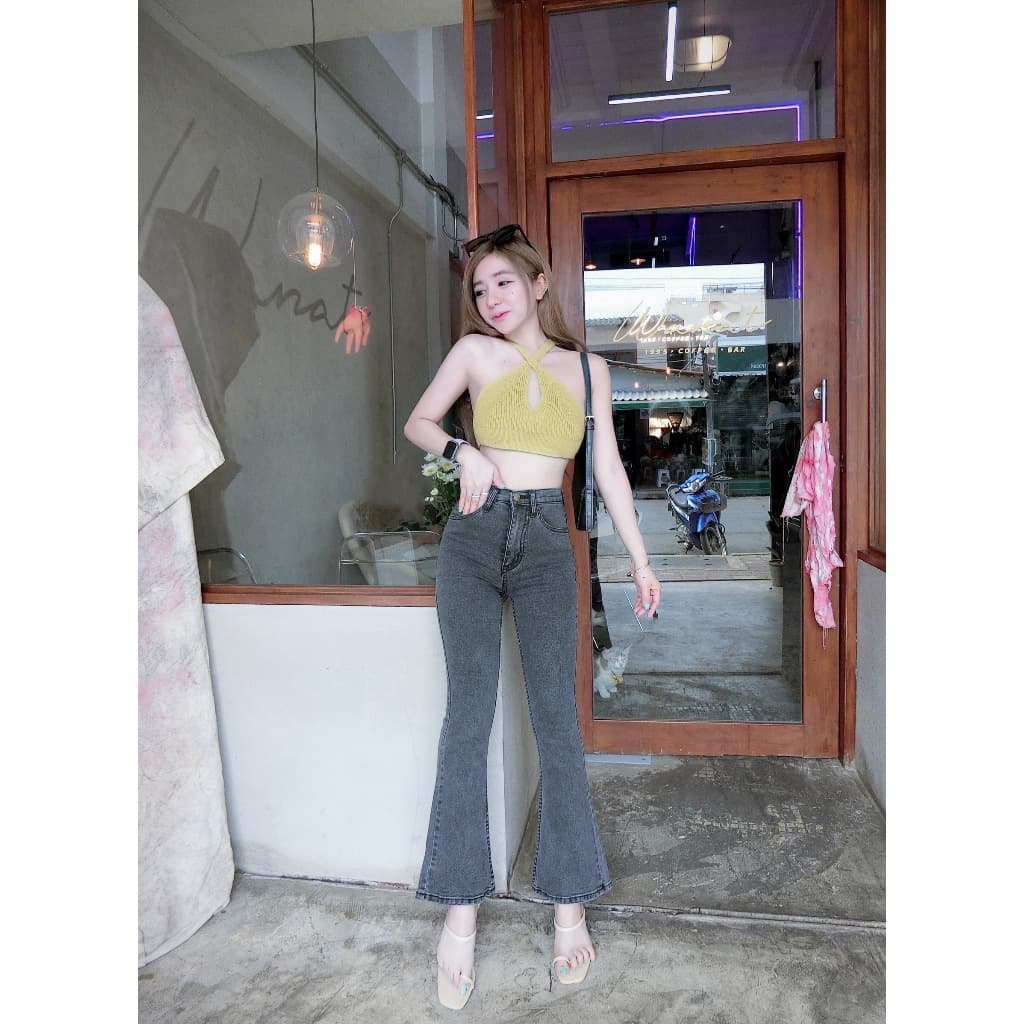 Cc jeans 237 S-5XL กางเกงยีนส์ ทรงขาม้า ยืด สีดำฟอก รูปที่ 2