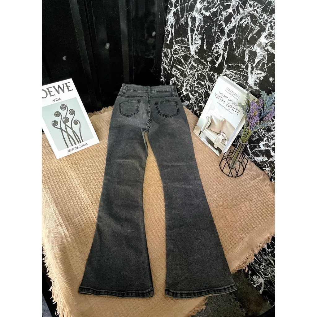 Cc jeans 237 S-5XL กางเกงยีนส์ ทรงขาม้า ยืด สีดำฟอก รูปที่ 8