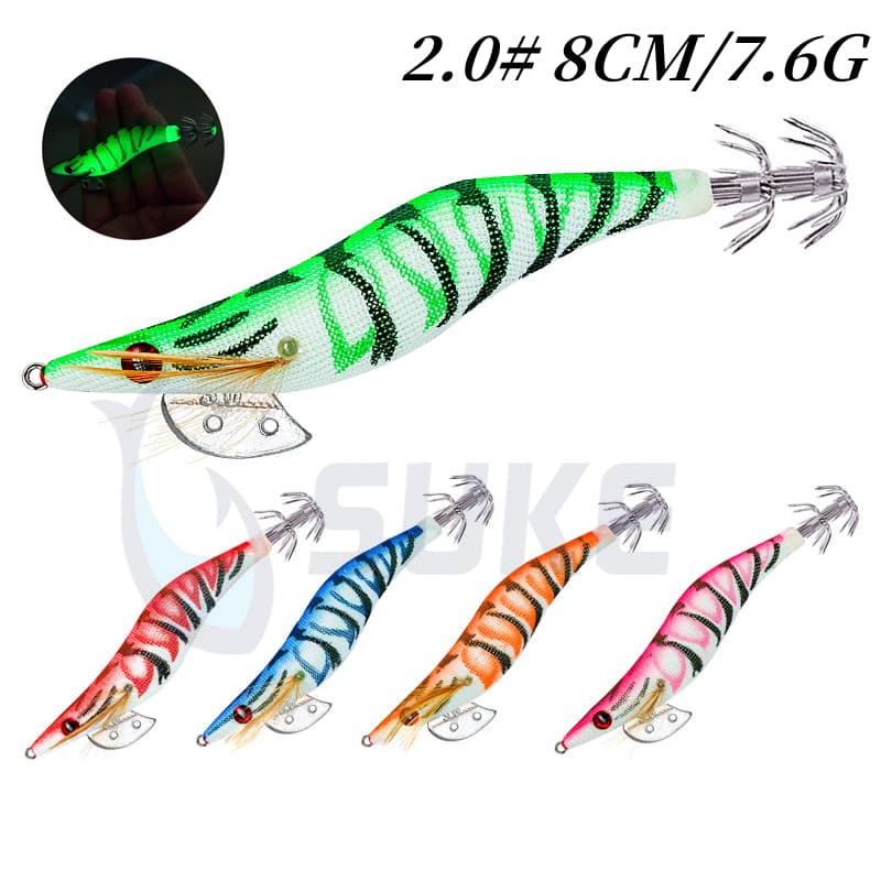 SUKE 5 สี โยตกหมึก เรืองแสง เหยื่อตกปลาหมึก เรืองแสงในที่มืด เหยื่อตกปลา1ชิ้นขนาด8ซม. รูปที่ 1