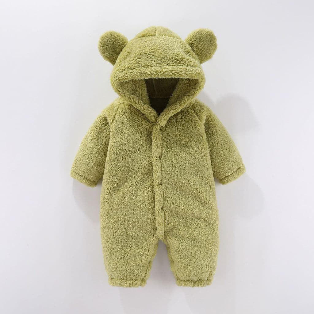 Babyonline 2F1-2G1 ชุดบอดี้สูทขายาวมีหมวกสำหรับเด็กแรกเกิดลายหมีขนสัตว์ อบอุ่น นิ่ม รูปที่ 7