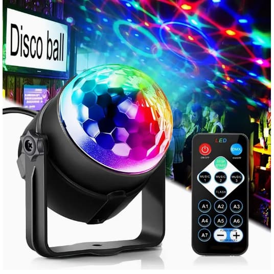 3D ไฟปาร์ตี้ ไฟพาร์ ไฟดิสโก้ ไฟเทค ตามจังหวะเพลง LED Party Light Colorful Disco Stage Lighting แสงบรรยากาศคริสต์มาส รูปที่ 1