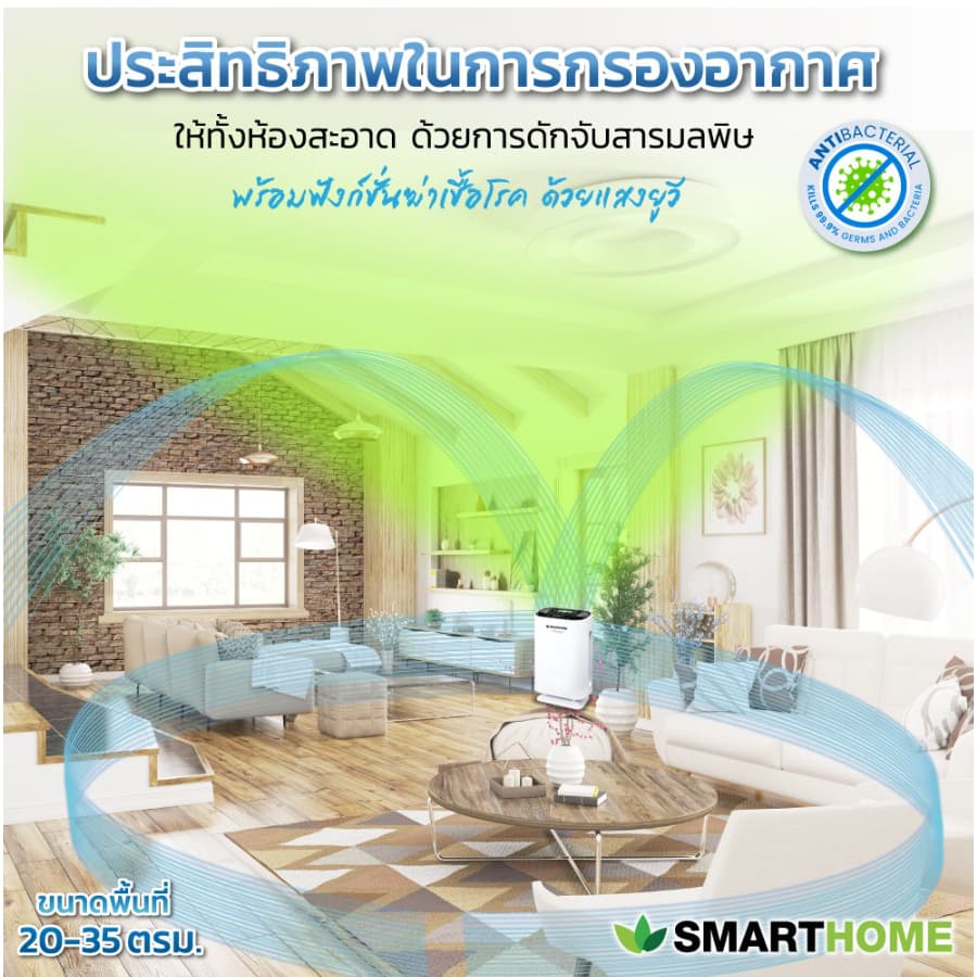Oxygen AP-003 H11 / SMARTHOME เครื่องกรองอากาศ AP-180 ธรรมดา เครื่องฟอกอากาศ รูปที่ 8