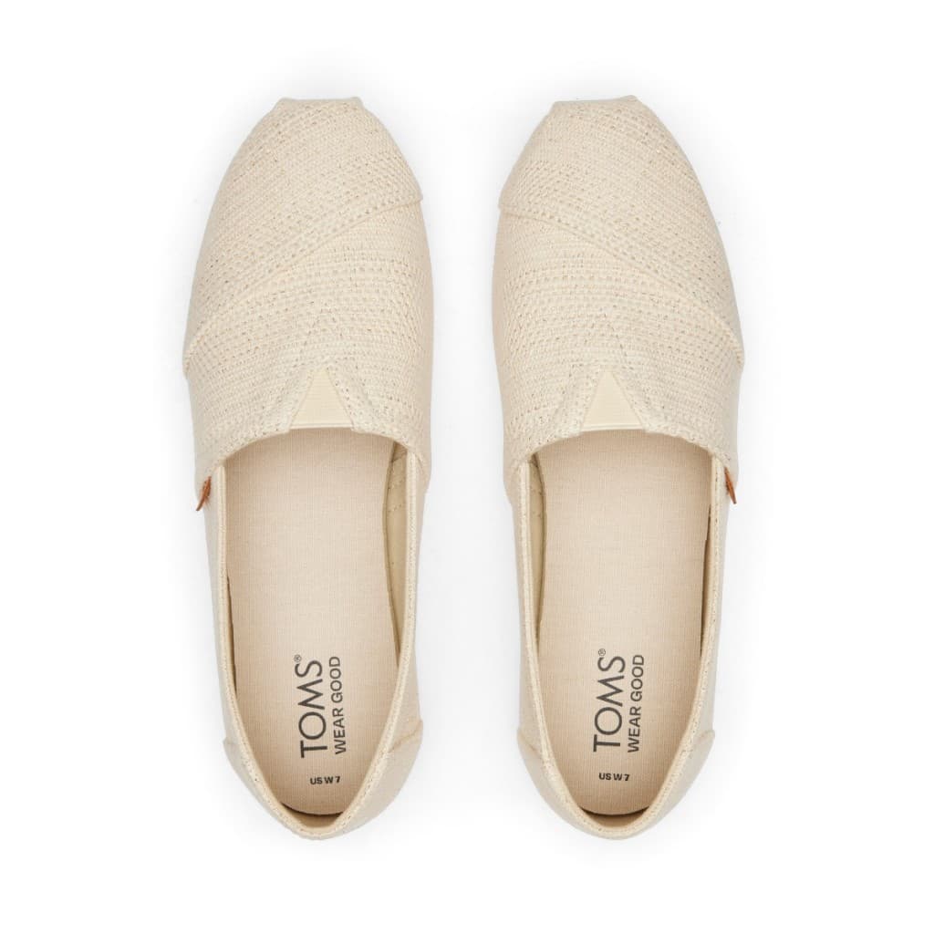 TOMS รองเท้าลำลองผู้หญิง สลิปออน รุ่น Alpargata Natural Undyed Metallic Linen Stripe รองเท้าลิขสิทธิ์แท้ รูปที่ 4