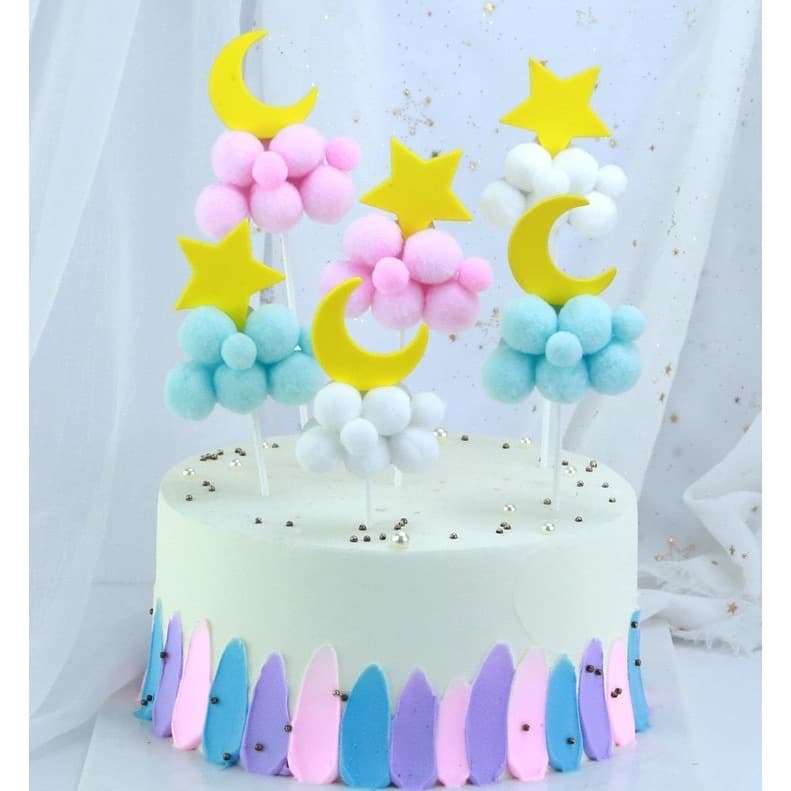 ร้านไทย ป้ายปักเค้ก HBD ป้ายปักรูปก้อนเมฆ CAKE อุปกรณ์ตกแต่งเค้ก C22 รูปที่ 4