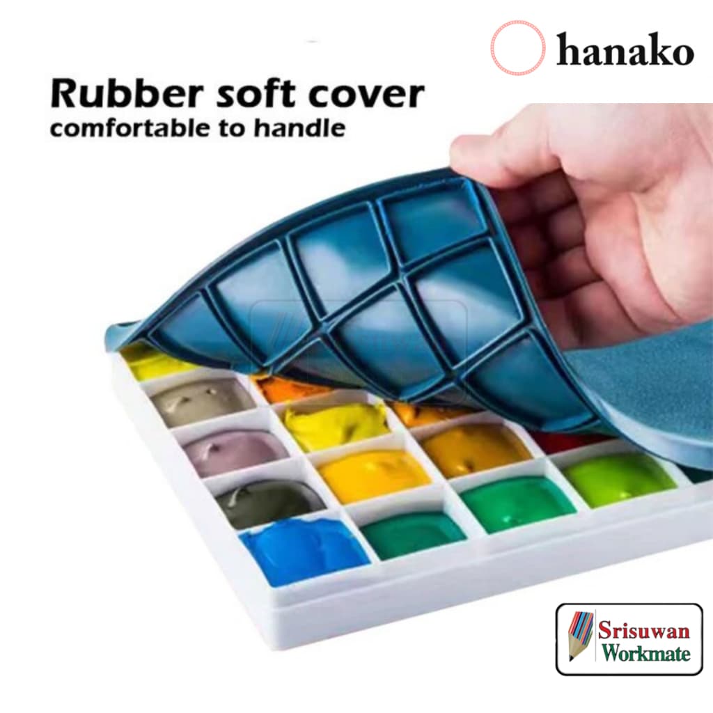 hanako จานสีพร้อมฝายาง 24 / 36 / 44 ช่อง Rubber Art Palette จานสีฝายาง จานสีโปสเตอร์ จานสีอะคริลิค รูปที่ 3