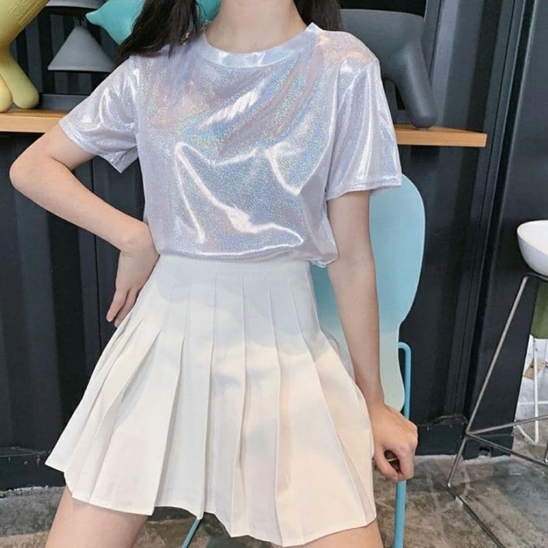 Q4/4เสื้อยืดกลิตเตอร์ คอกลมแขนสั้นผ้าวิ้งค์ กลิตเตอร์เนื้อละเอียด ทรงสวย ในไทยจ้า รูปที่ 6