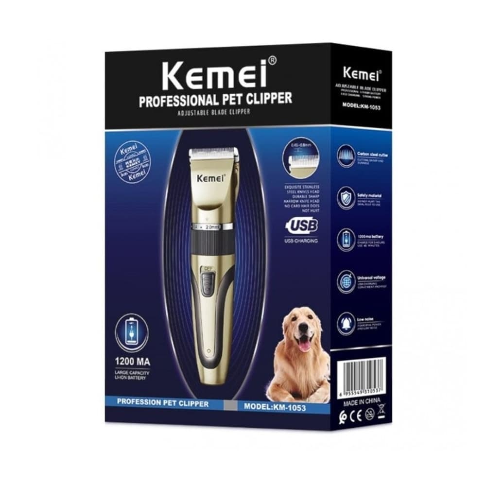 Kemei Km-1053 ปัตตาเลี่ยนตัดขนสุนัข ไร้สาย KM1053 แบตตาเลี่ยนตัดขนแมว ตัดคม เสียงเงียบ หวีรอง 4 ขนาด ของแท้ คละสี รูปที่ 7