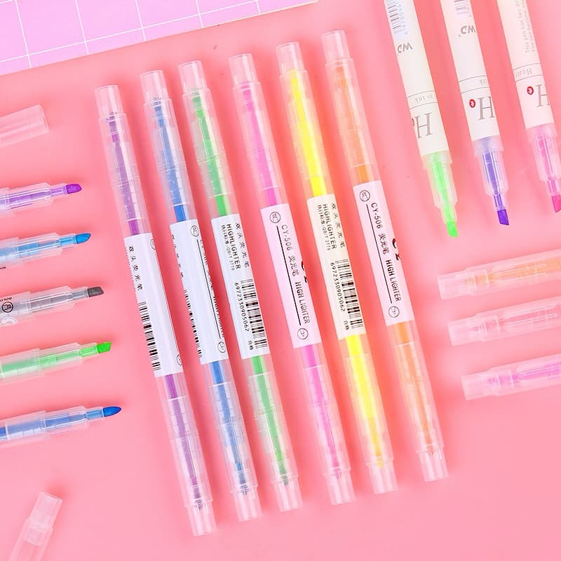 ในไทยปากกาไฮไลท์ 6 สี มี 2 หัว ปากกาเน้นข้อความ รูปที่ 5