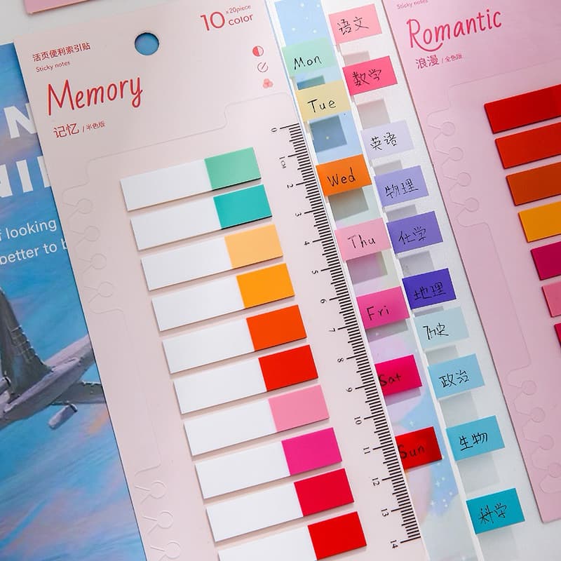 กระดาษโน๊ตใสคั่นข้อความสำคัญ โทนฉูดฉาด 2 สไตล์ sticky note เตือนความจำ รูปที่ 3