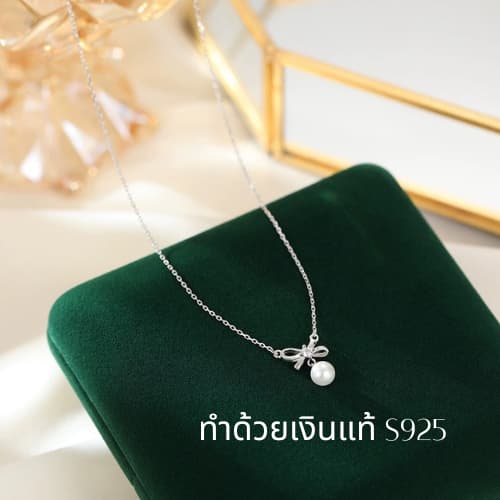 MEET French Pearl ไข่มุกสีขาว สร้อยคอเงิน925 สร้อยไข่มุก จี้ไข่มุก สร้อยคอเพชร สร้อยแฟชั่น รูปที่ 9