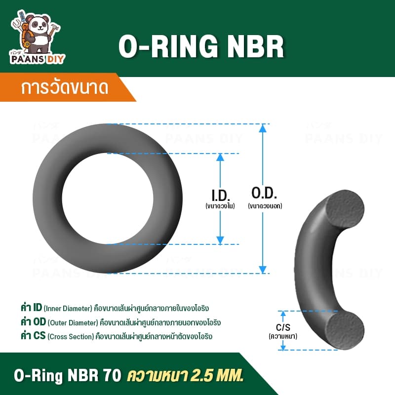 โอริง O-Ring วงใน ID61-100 mm ความหนา 2.5 มิล ยางโอริง NBR N70 ยี่ห้อ GAPI นำเข้าจากอิตาลีของแท้ ปะเก็นยางวงแหวน รูปที่ 2