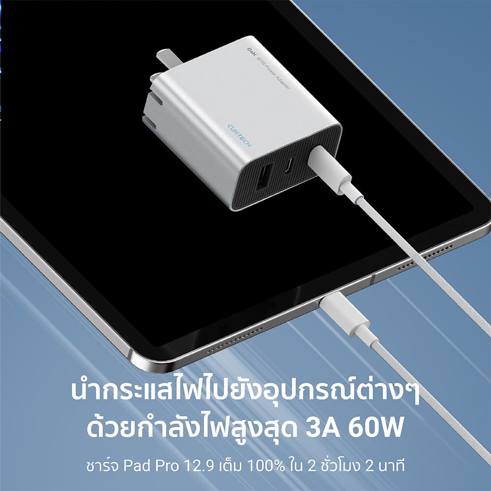 CUKTECH CTC315P สายชาร์จ iPhone 17 ไนลอนถัก USB-C to USB-C 3A 60W 1.5 เมตร ชาร์จเร็ว PD,QC -2Y รูปที่ 7
