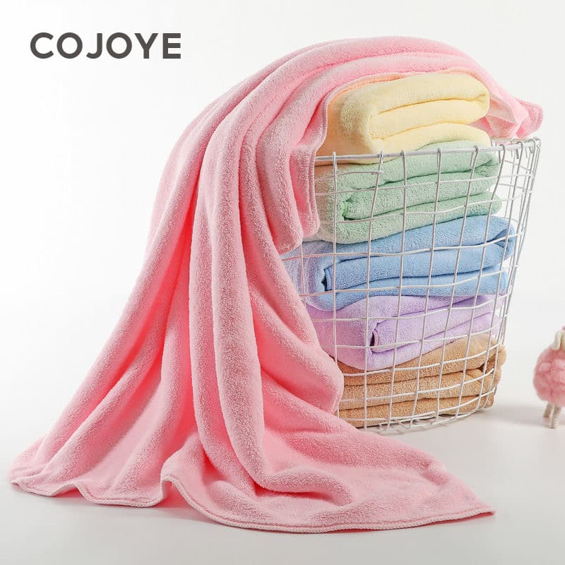 COJOYE ผ้าเช็ดตัว ซื้อ1แถม1 70x140cm ผ้าขนหนูอาบน้ำ แถมฟรี 35x75ซม ผ้าเช็ดผม ซับน้ำดีขนไม่หลุด ผ้าขนนุ่ม รูปที่ 2