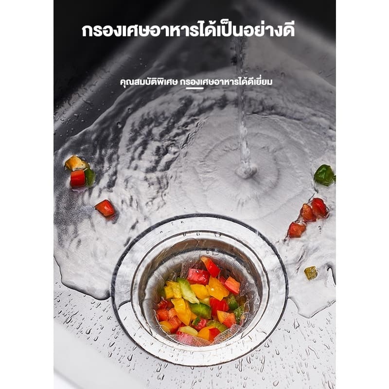 ตาข่ายกรองเศษอาหาร ถุงตาข่ายกรองเศษอาหารใช้แล้วทิ้ง ที่กรองเศษอาหาร สำหรับซิงค์ล้างจาน จับเศษอาหารทั้งหมด แพ็ค100ชิ้น ขน รูปที่ 3