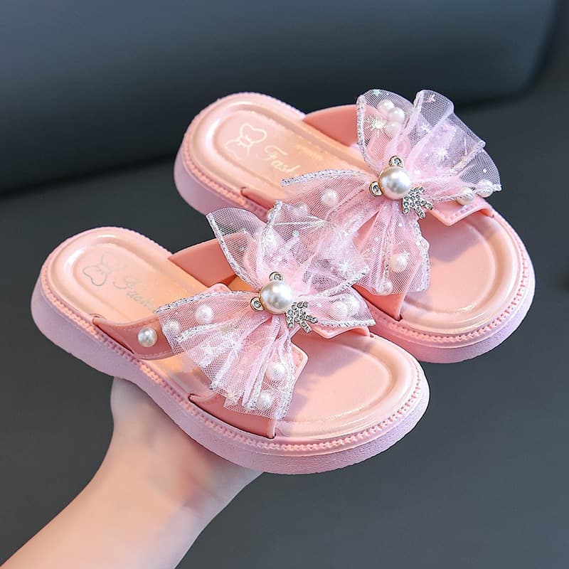 Babyonline 2F3-6 รองเท้าแตะเสริมส้นแต่งไข่มุกสำหรับเด็กผู้หญิงสุดน่ารัก พื้นนุ่ม กันน้ำ มีกันลื่น รูปที่ 7