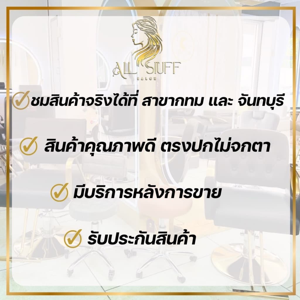 เก้าอี้ร้านเสริมสวย ตัดผม ซาลอน ร้านทำผม ฐานสแตนเลสสีเงิน เบาะหนังเทียม เลือกสีได้ ในไทย ขนาดใหญ่ แข็งแรง 09 รูปที่ 2