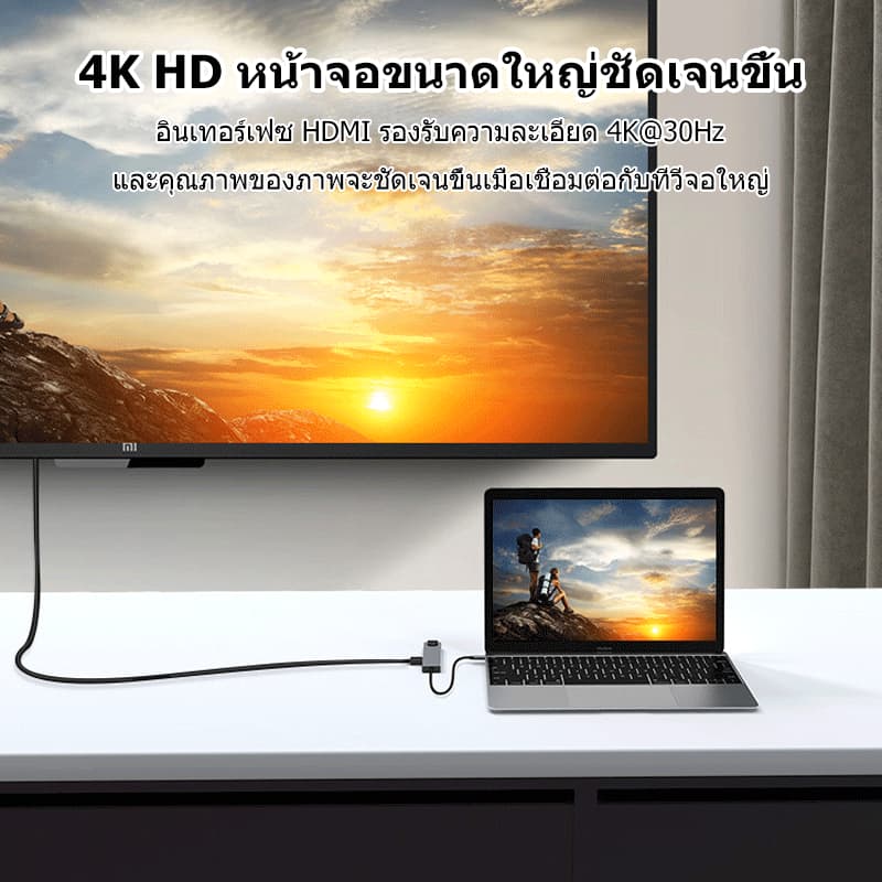 8 In 1 ตัวแยก USB Type C สําหรับ 4K HDMI RJ45 Ethernet 3.0 TF Card Reader PD ชาร์จเร็ว สำหรับ Mac-แล็ปท็อป Dock รูปที่ 5