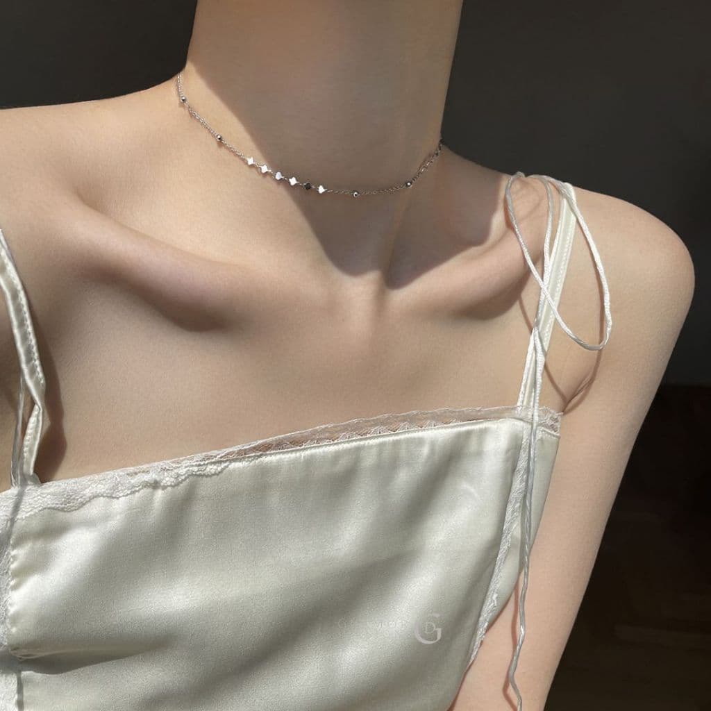 GLAMORสร้อยเงิน Sequins สร้อยคอเท่ๆ สร้อยจี้ สร้อยคอเงิน สร้อยแฟชั่น จี้เงินแท้ สร้อยคอสวยๆ รูปที่ 6