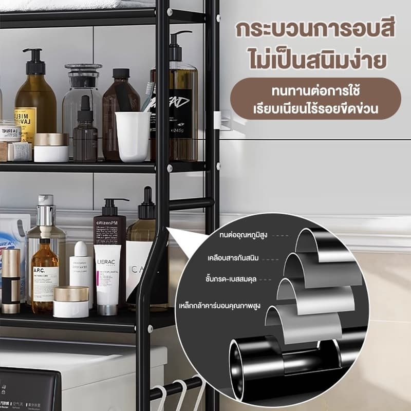 ชั้นวางของในห้องน้ำ ชั้นคร่อมชักโครก คร่อมเครื่ัองซักผ้า ชั้นวางอเนกประสงค์ กันน้ำและกันสนิม โครงเหล็ก ทนทาน ประกอบง่าย รูปที่ 4