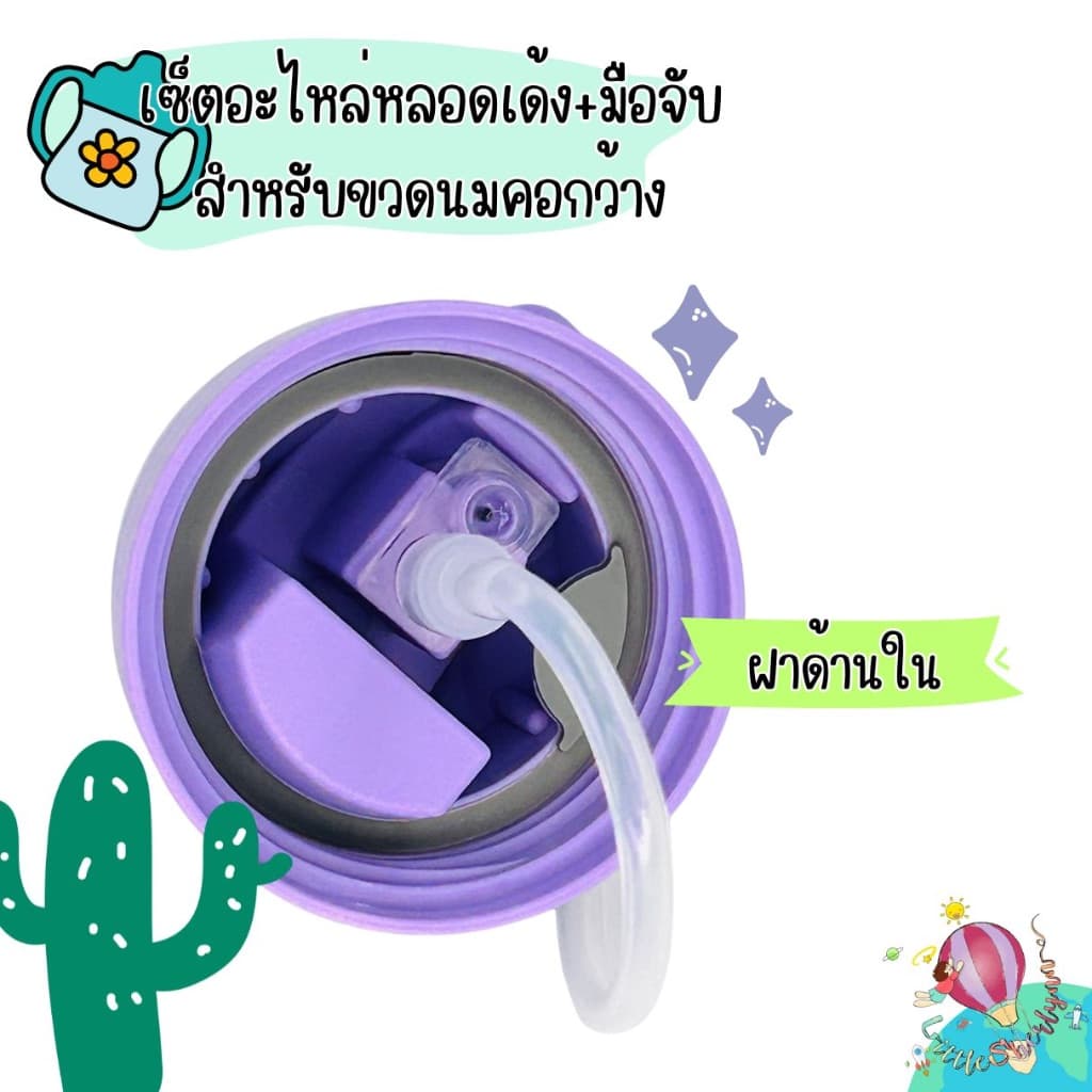 อะไหล่ชุดหลอดเด้ง พร้อมมือจับ ใช้กับขวดนมคอกว้างพีเจ้น หลอดซิลิโคนfood grade หลอดกันสำลัก เปลี่ยนขวดนมเป็นขวดหัดดูด รูปที่ 7