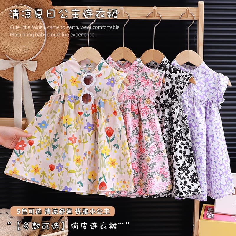 ชุดเดรสกระโปรงเด็กผู้หญิง ใส่คู่แม่ลูกได้ ไซส์ 80-160 ผ้าบางเบาระบายอากาศได้ดีไม่ร้อน รูปที่ 8
