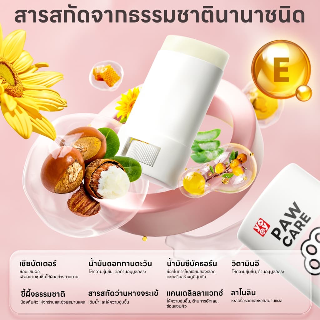 yoyopet : Paw Care บาล์มบำรุงอุ้งเท้า จมูก ลดการเเห้งกร้าน สำหรับสุนัขและแมว ครีมทาเท้า แมว หมา รูปที่ 3