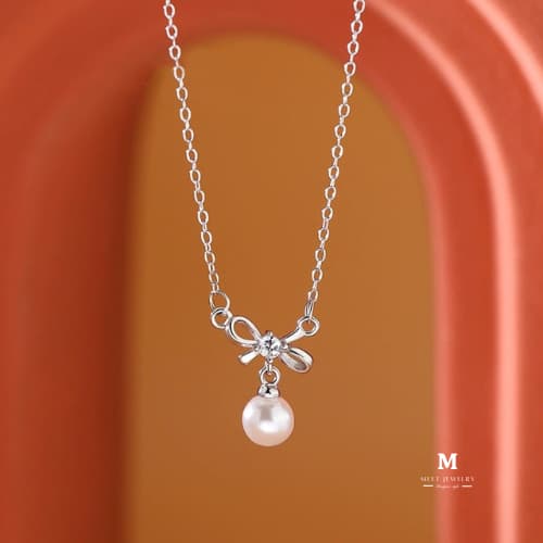MEET French Pearl ไข่มุกสีขาว สร้อยคอเงิน925 สร้อยไข่มุก จี้ไข่มุก สร้อยคอเพชร สร้อยแฟชั่น รูปที่ 2