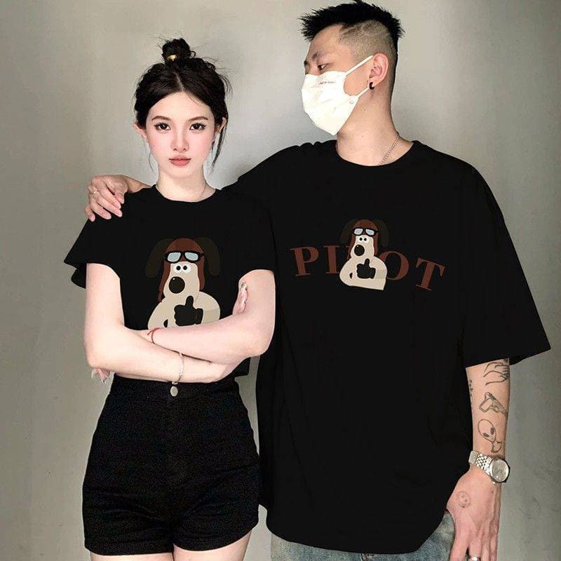 เสื้อคู่ เสื้อยืด คอกลมวินเทจ แขนสั้น เสื้อคู่แฟน E8007-ES8007 รูปที่ 2