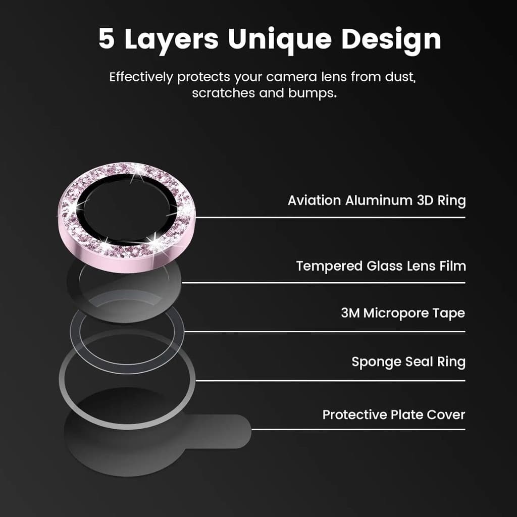 วงแหวนโลหะปกป้องเลนส์กล้อง For iPhone 11 13 15 14 12 16 Pro Max 13 Mini 15 Plus พร้อมกระจกนิรภัย รูปที่ 8