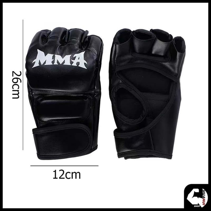 นวมต่อยมวย ถุงมือครึ่งนิ้ว ถุงมือ MMA แบบครึ่งนิ้ว UFC ซ้อม สีดำ/แดง นวมชกมวย รูปที่ 8