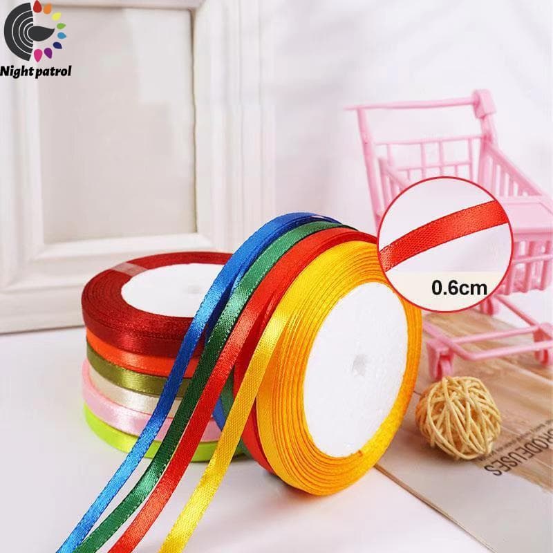 ริบบิ้นผ้าซาติน หน้ากว้าง 0.6 ยาว 25 หลา/ม้วน สําหรับตกแต่งงานหัตถกรรม 50สี รูปที่ 2