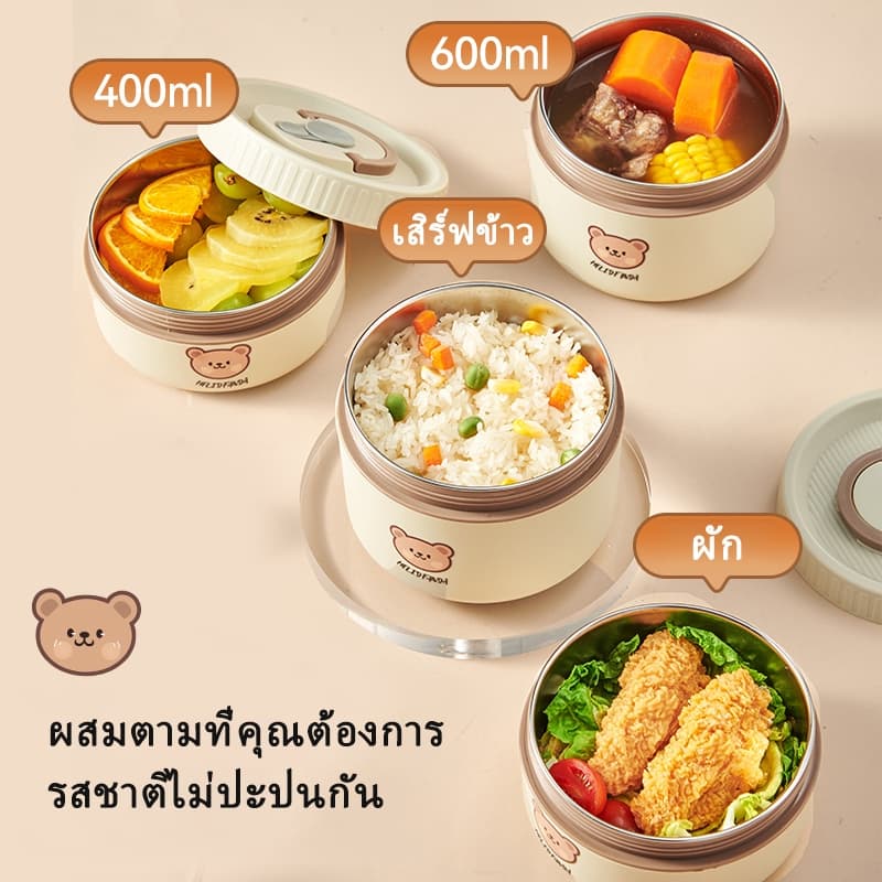 Watsuno.กล่องอาหารกลางวันความจุขนาดใหญ่ฉนวนสแตนเลส 304 กล่องอาหารกลางวันนักเรียน 2/3/4 ชั้นกล่องเก็บอาหาร รูปที่ 2