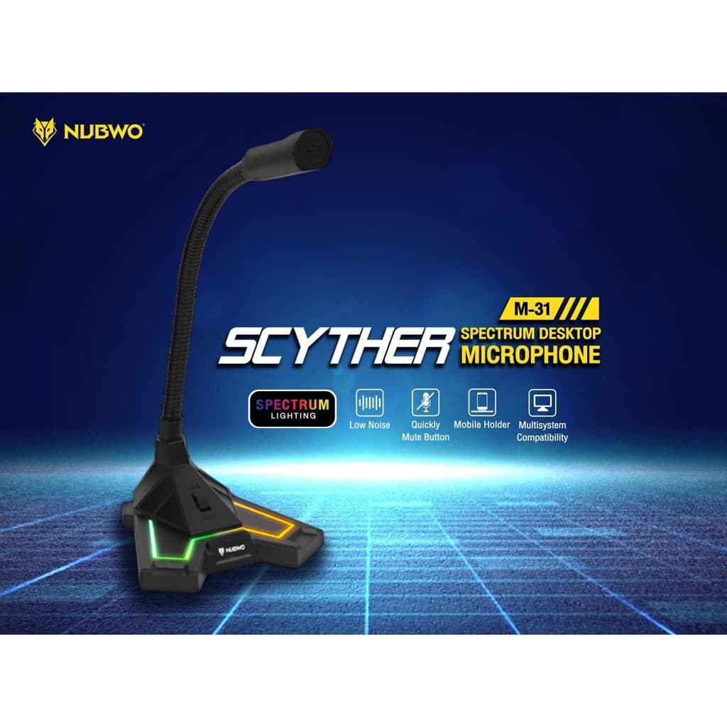 NUBWO ไมโครโฟน ดีไซน์โฉบเฉี่ยว สวยงาม ฐานของไมค์ตกแต่งด้วยไฟ RGB Spectrum รุ่น M-31 Scyther รับประกัน 1 ปี รูปที่ 2