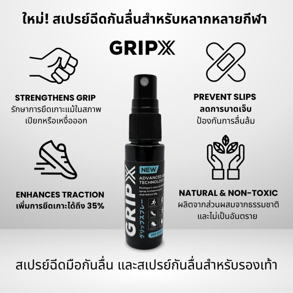 GripX Mini - Sports Grip Spray สเปรย์กาวธรรมชาติเพิ่มการยึดเกาะและลดการลื่นไถลสำหรับหลายชนิดกีฬา - ขวดสีดำขนาด 30 มล. รูปที่ 2