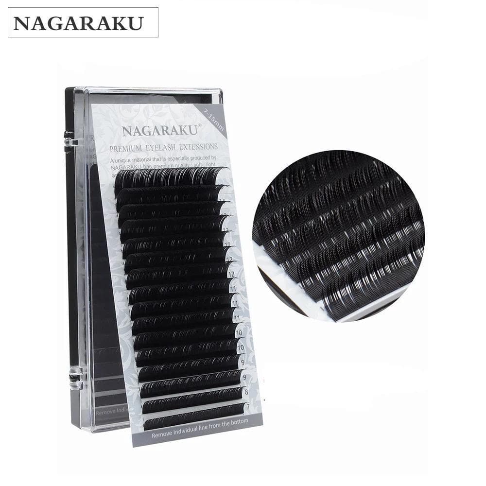 ขนตาNAGARAKU เส้นกลม กล่องเทา ขนตานาการากุ MIXไซส์ ขนาด0.05/0.07/0.10/0.12/0.15/0.20 มีเคิฟC และเคิฟD รูปที่ 1