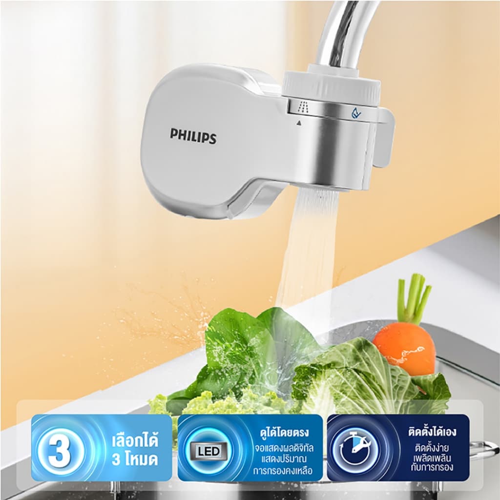 Philips Water AWP3705 เครื่องกรองน้ำหัวก๊อก กรองน้ำประปา กรองคลอรีน กรองน้ำดื่ม 3 ขั้นตอน ใช้งานได้ 1,000 ลิตร รูปที่ 3