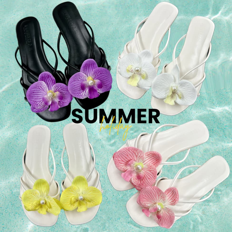 SUMMERรองเท้าแตะหนีบสวมหนังนิ่มงานแฮนเม้ดคนไทย รองเท้าแตะดอกไม้ รองเท้าแตะดอกกล้วยไม้ รองรับส่งด่วน เก็บเงินปลายทาง รูปที่ 1