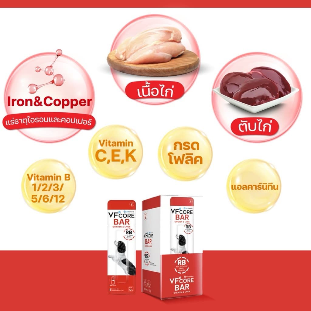 VF+Core Bar for Dogs บาร์แท่งนิ่มบำรุงสุขภาพแสนอร่อยสำหรับสุนัขบรรจุ 12g รูปที่ 3
