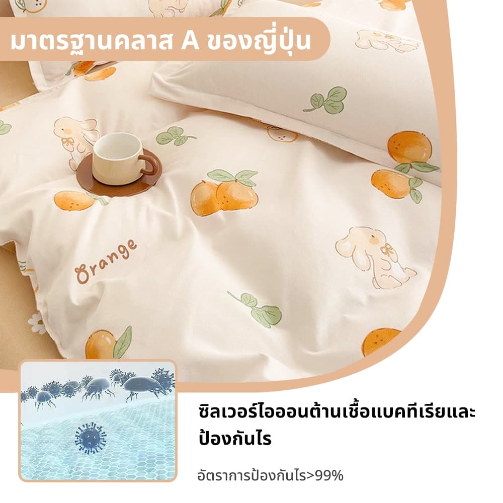 ผ้าปูที่นอน+ปลอกผ้านวม+ปลอกหมอน 3.5/5/6 ฟุตแม่และลูก นุ่ม สบายผิว ป้องกันไรฝุ่น ลายดอกไม้ ลายการ์ตูน ระบายอากาศได้ รูปที่ 3