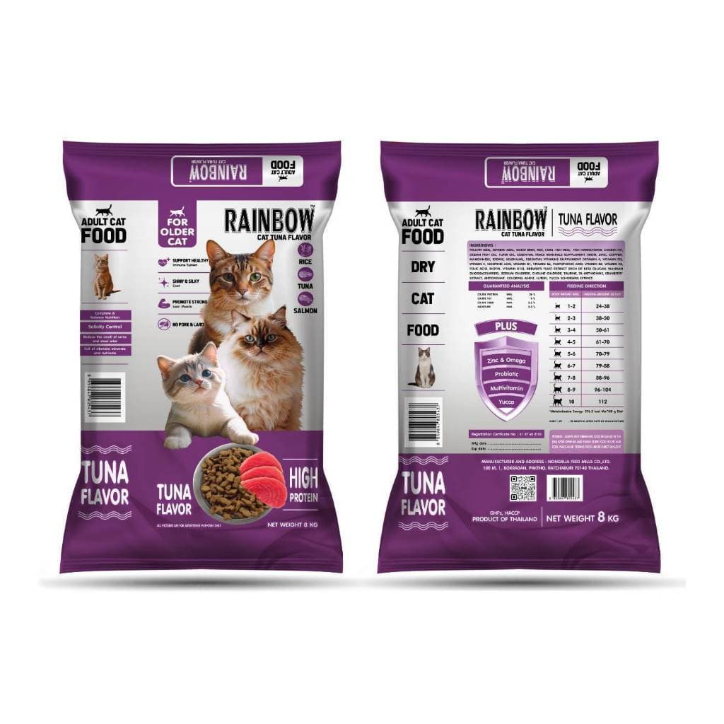 Rainbow cat เรนโบว์ แคท อาหารแมว รสปลาทู ทูน่า และ 2mix ขนาด 15 kg ไม่รีแพ็ค รูปที่ 4