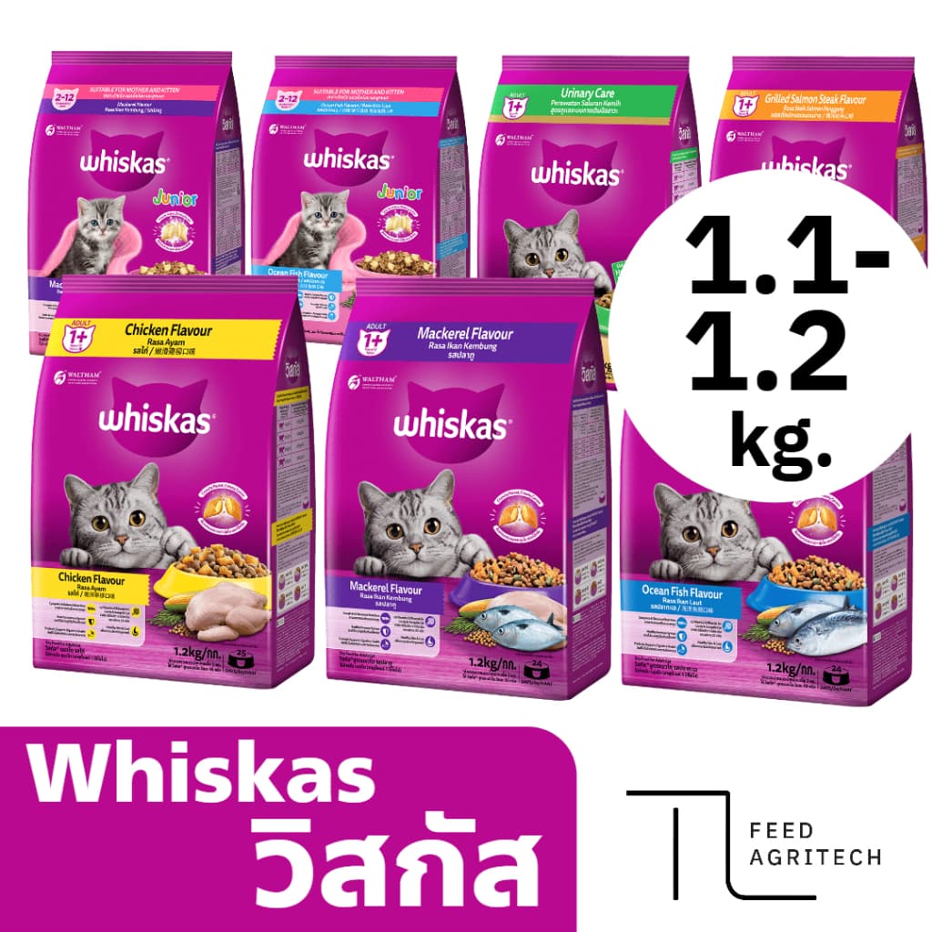 อาหารแมว วิสกัส whiskas แบบเม็ด 1.2 kg. รูปที่ 1