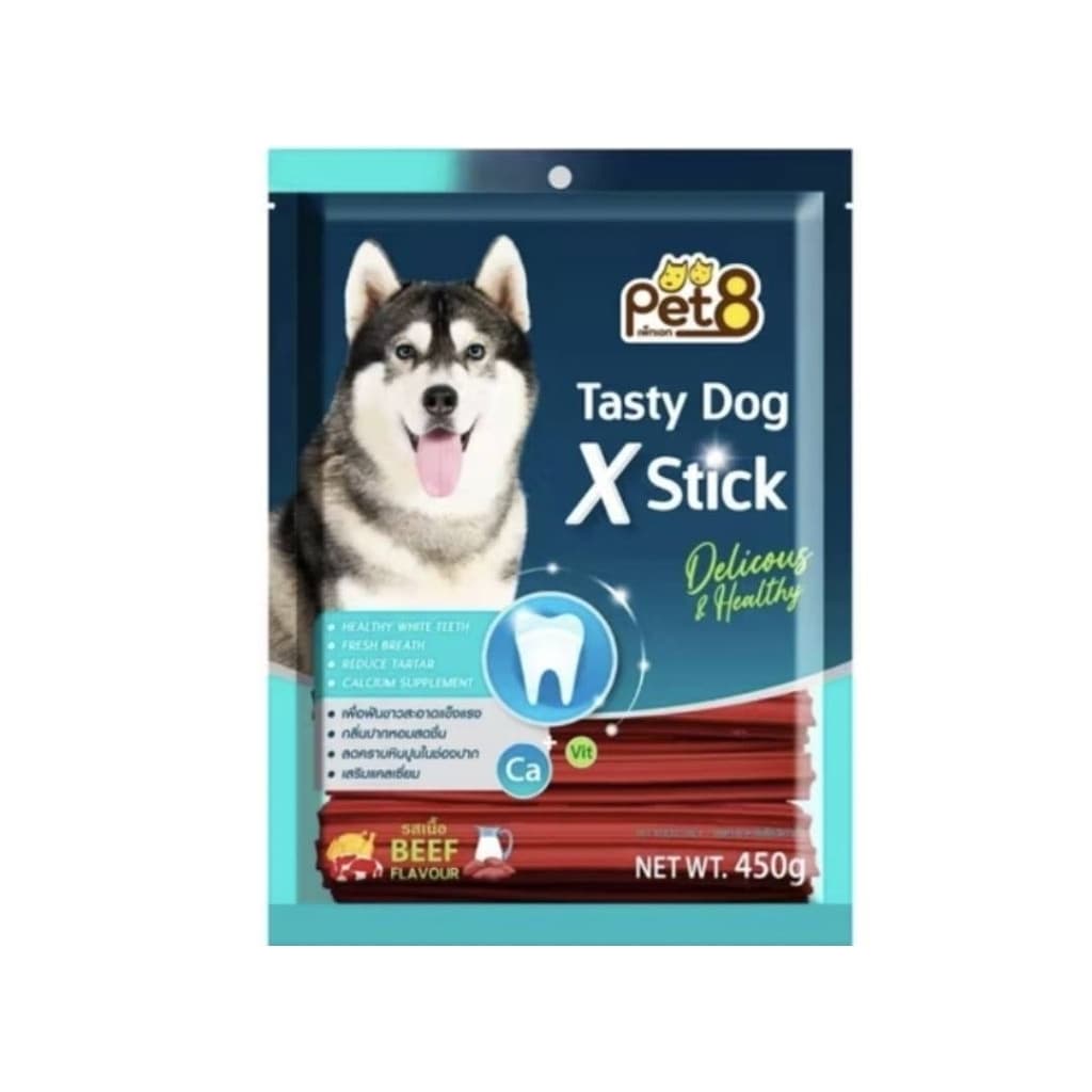 ขนมแท่งขัดฟันสุนัขPet8 Tasty dog X Stickเทสตี้ ด็อก 450 กรัม.รวมรส รูปที่ 6