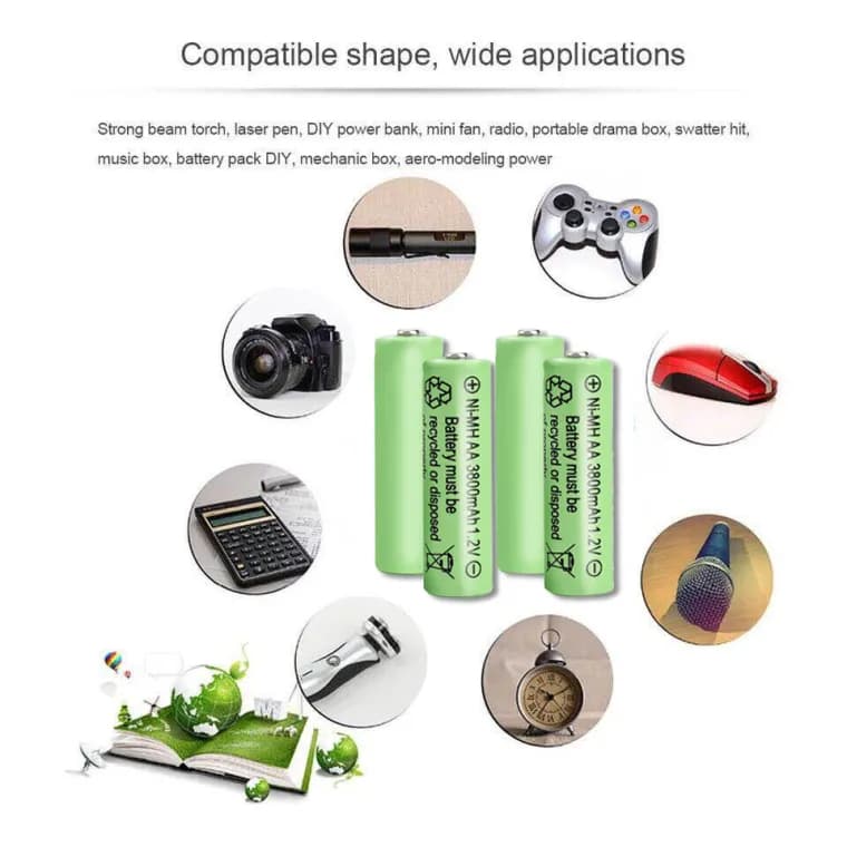 ถ่านชาร์จ 1.2V Ni-MH AA3800/AAA700 แบตเตอรี่รีโมทคอนโทรลแบบชาร์จไฟได้ Type-C State of Charge LED พอร์ตชาร์จ รูปที่ 6