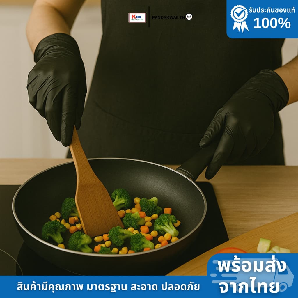 ถุงมืออเนกประสงค์ ถุงมือไนไตรไวนิล สีดำ เหนียว ทนทาน ไม่ขาดง่าย รูปที่ 4