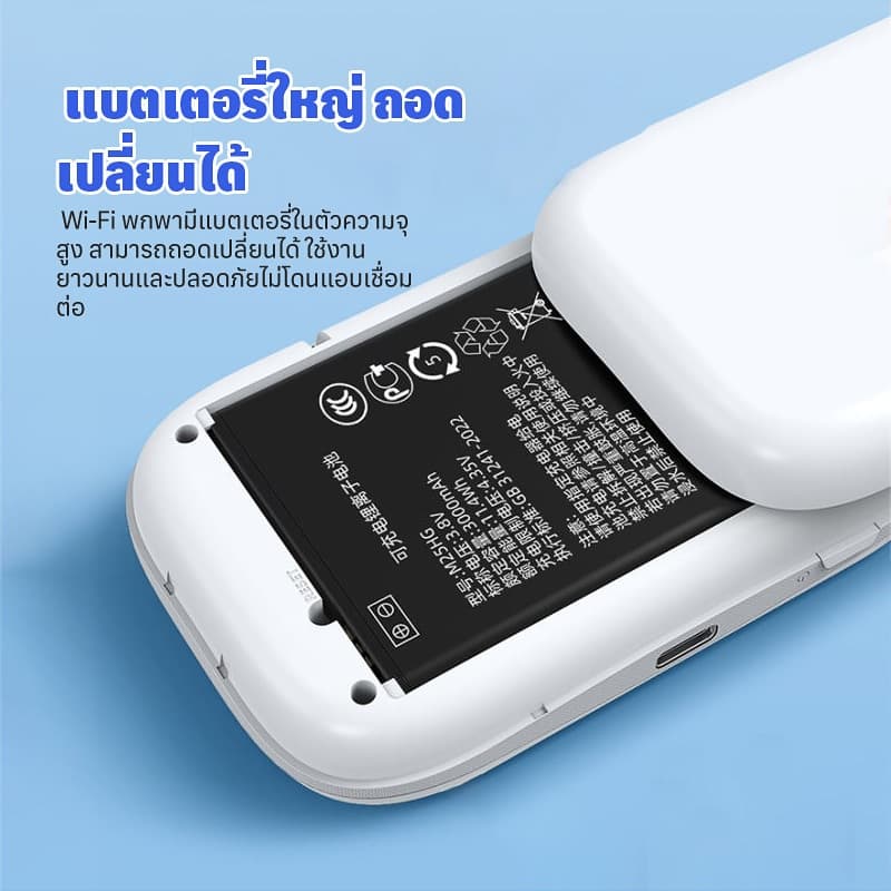 4G/5G Pocket WiFi 300Mbps เราเตอร์ไร้สาย LTE หน้าจอสีเต็มรูปแบบรองรับซิมทุกเครือข่าบรอดแบนด์มือถือ 3000mAh เสียบซิมการ์ด รูปที่ 6