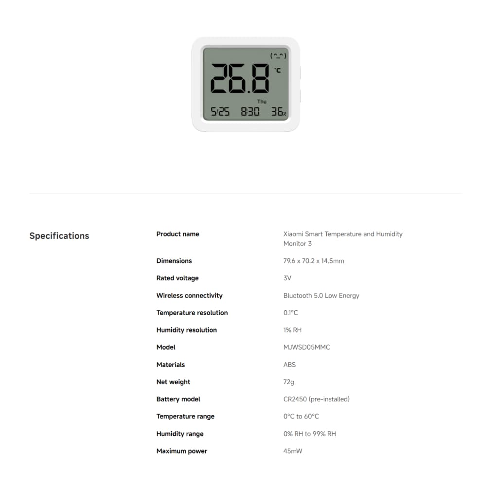 Xiaomi Smart Temperature and Humidity Monitor 3 วัดความชื้น วัดอุณหภูมิ I หน้าจอใหญ่ I แสดงเวลา วันที่ วันในสัปดาห์ รูปที่ 9