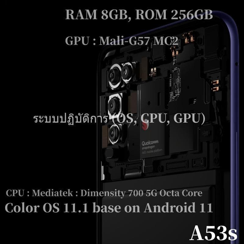 OPPO A53s มาแรง แรม 8 รอม 256 กล้องระบบAI แบต 5000 mAh ประกันร้าน 12 เดือน แอนดรอย 11 ฟรีอุปกรณ์ครบชุด รูปที่ 2