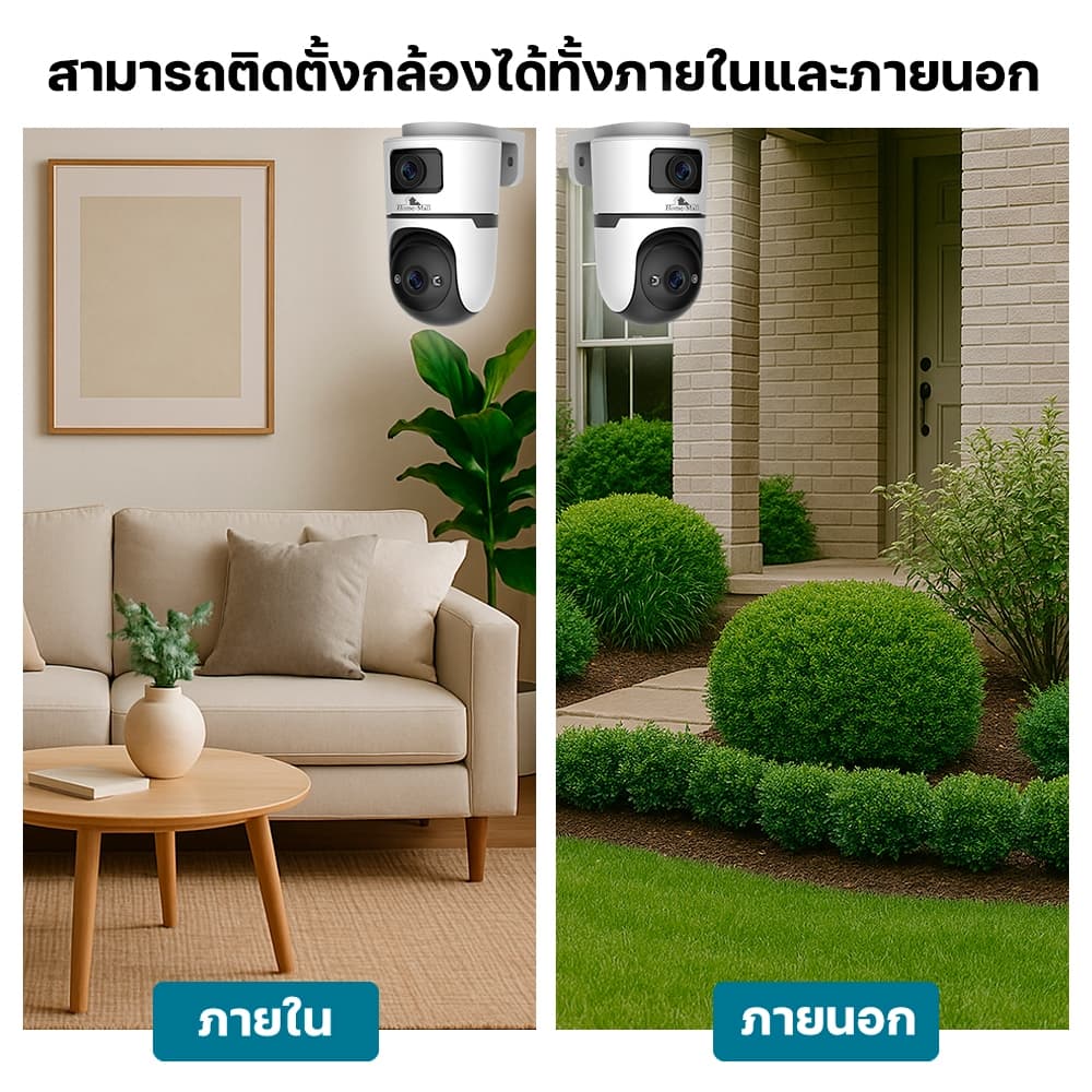 Junanvision แพ็คคู่ กล้องวงจรปิด2เลนส์ ชัด4Kรุ่น 4K-X7 สีขาวดำ แอปICAM365 รองรับการสื่อสาร 2จอ IP66 รูปที่ 4